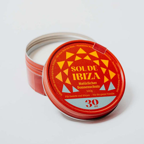 Sonnencreme Sol de Ibiza SPF30 geöffnet 